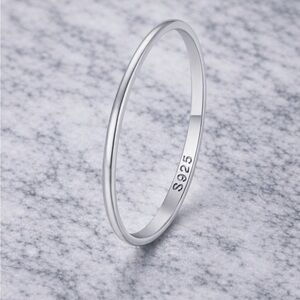1mm 925 Sterling Silver Stackable Band Ring Thin Polished Wedding Band Luxury